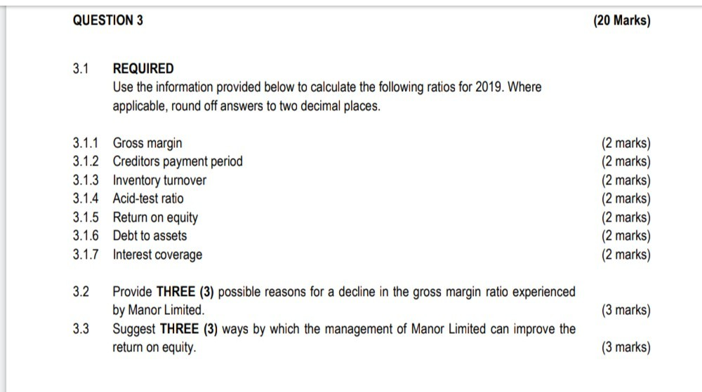 Solved QUESTION 3 (20 Marks) 3.1 REQUIRED Use the | Chegg.com