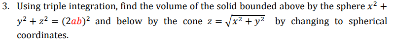 find volume of sphere using triple integration