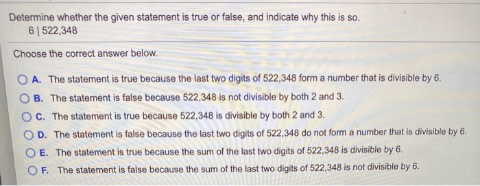 Solved Determine whether the given statement is true or | Chegg.com