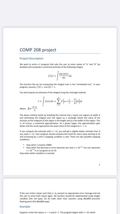 Solved COMP 208 project Project Description We want to write | Chegg.com