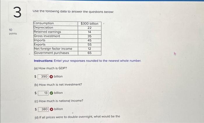 Solved Use the following data to answer the questions below: | Chegg.com