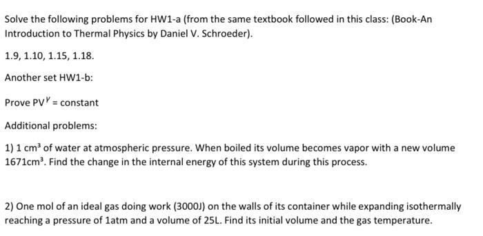 Solved Solve The Following Problems For HW1-a (from The Same | Chegg.com