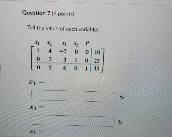 Solved Question 7 (6 points) Tell the value of each | Chegg.com