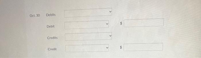 Solved Oct. 10 Debits Debit Credits Credit Oct. 27 Debits | Chegg.com