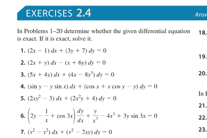 Solved Exercises 24 Ansv 18 In Problems 120 Determine 9904