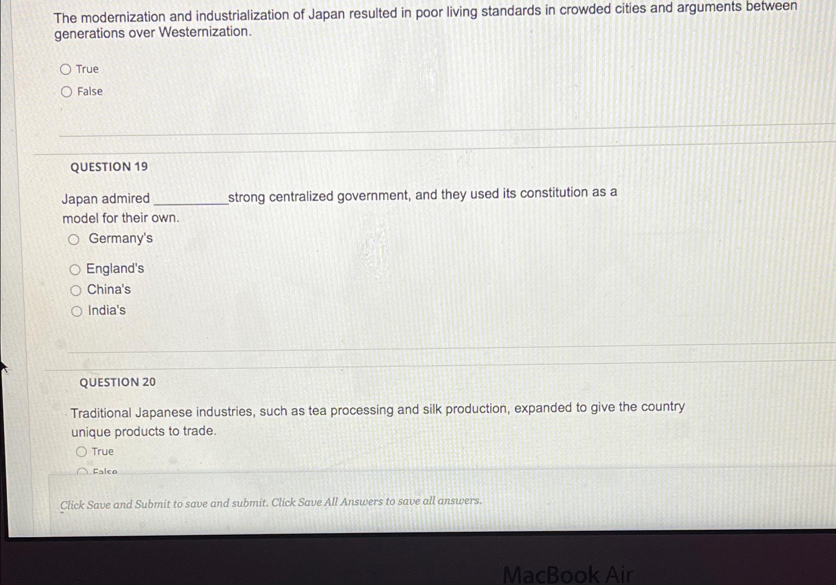 Solved The modernization and industrialization of Japan | Chegg.com