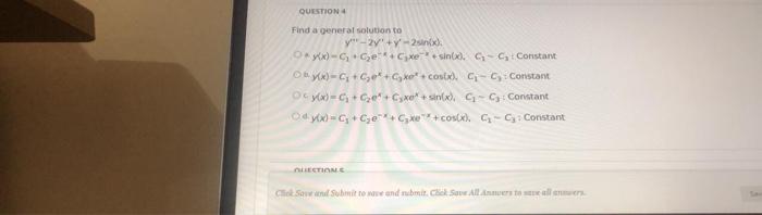 Solved Question Find A General Solution To Y 2 Y Six Chegg Com