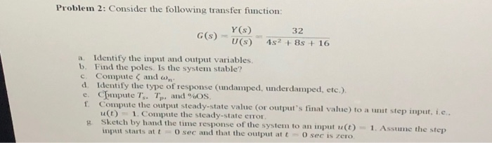 Solved Problem 2: Consider the following transfer function: | Chegg.com
