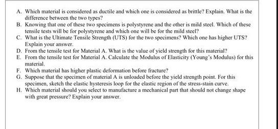 Solved Task (3) you are asked to perform tensile test on | Chegg.com
