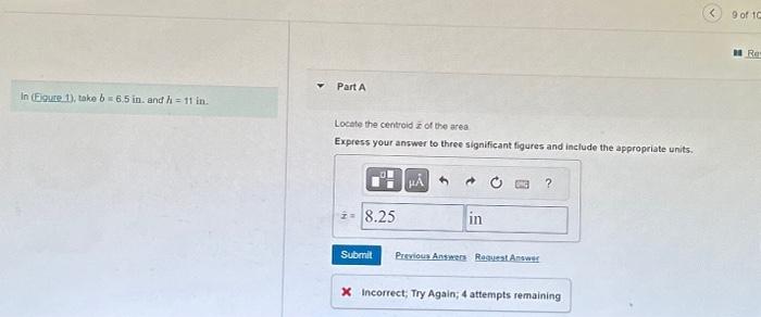 Solved Part A In (Foure 1), take b=6.5 in. and h=11 in. | Chegg.com