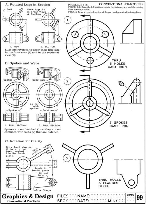 Solved A. Rotated Lugs in Section Lug Draw lugs TS in Front | Chegg.com