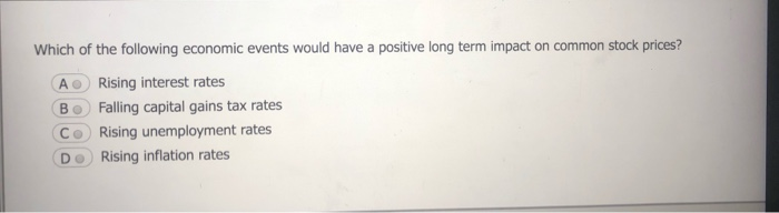Solved Which of the following economic events would have a | Chegg.com