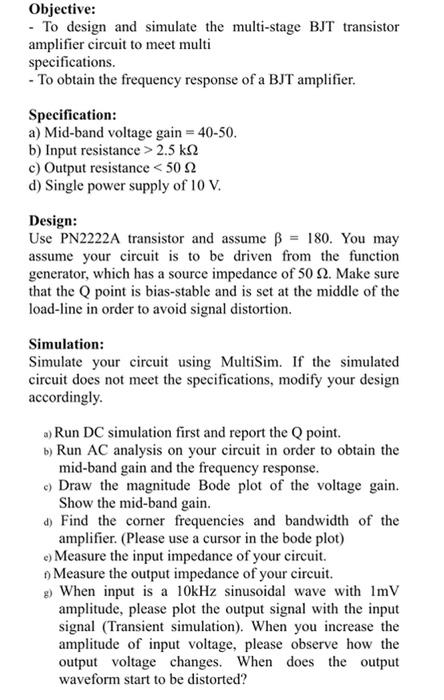 Solved Objective: - To design and simulate the multi-stage | Chegg.com