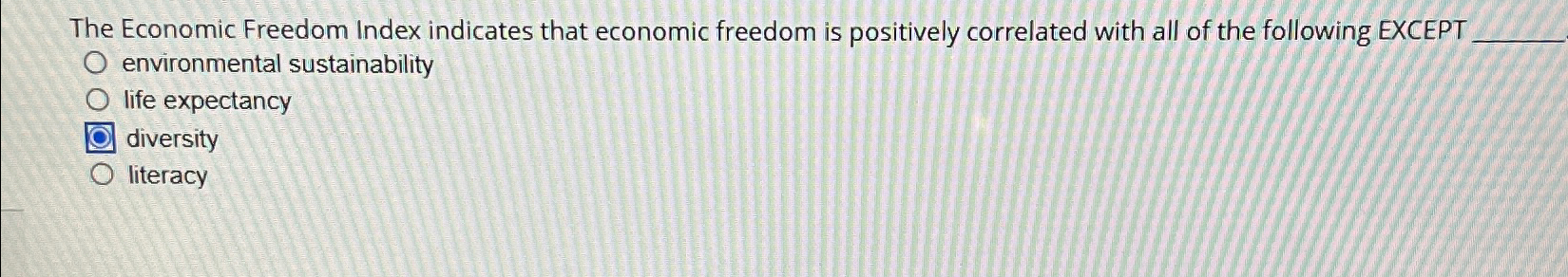 Solved The Economic Freedom Index indicates that economic | Chegg.com