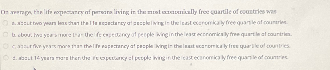 Solved On average, the life expectancy of persons living in | Chegg.com