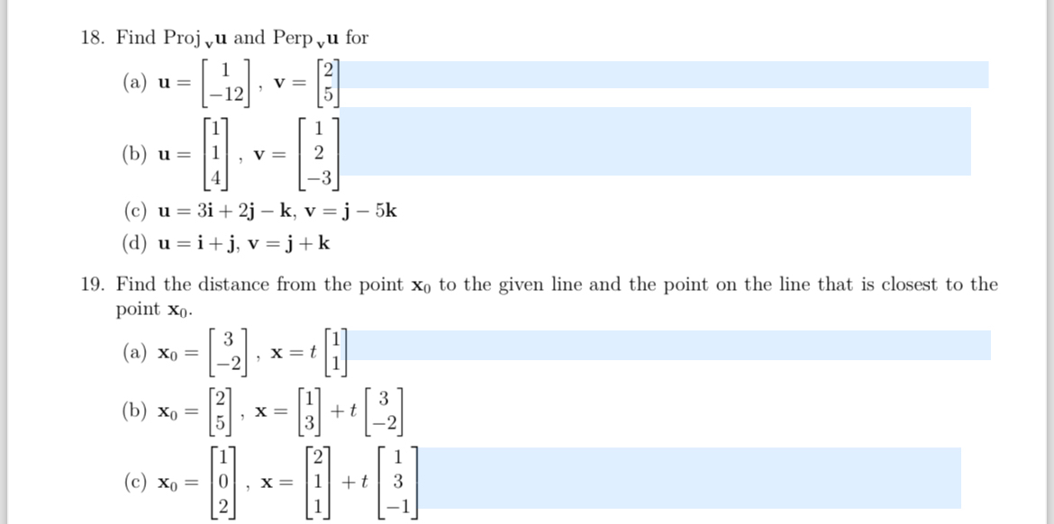 Find Projvu ﻿and Perpvu | Chegg.com