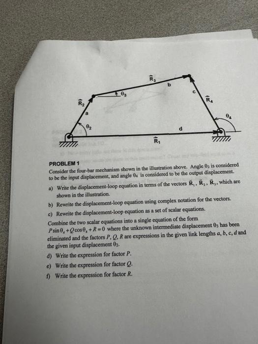 Solved PROBLEM 1 Consider the four-bar mechanism shown in | Chegg.com