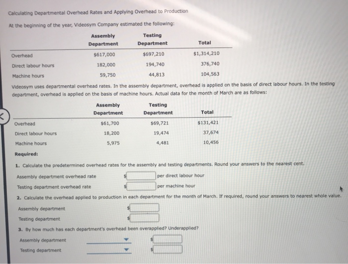 Solved Calculating Departmental Overhead Rates and Applying