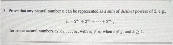 Solved 5. Prove that any natural number n can be represented | Chegg.com