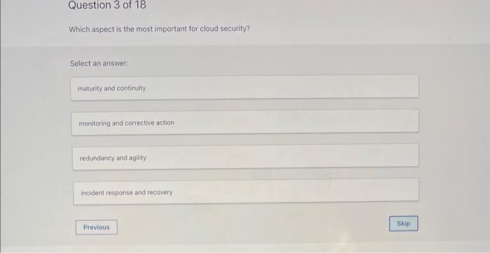 which aspect is most important for cloud security? 2