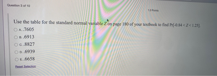 Solved Question 3 of 10 1.0 Points Use the table for the | Chegg.com