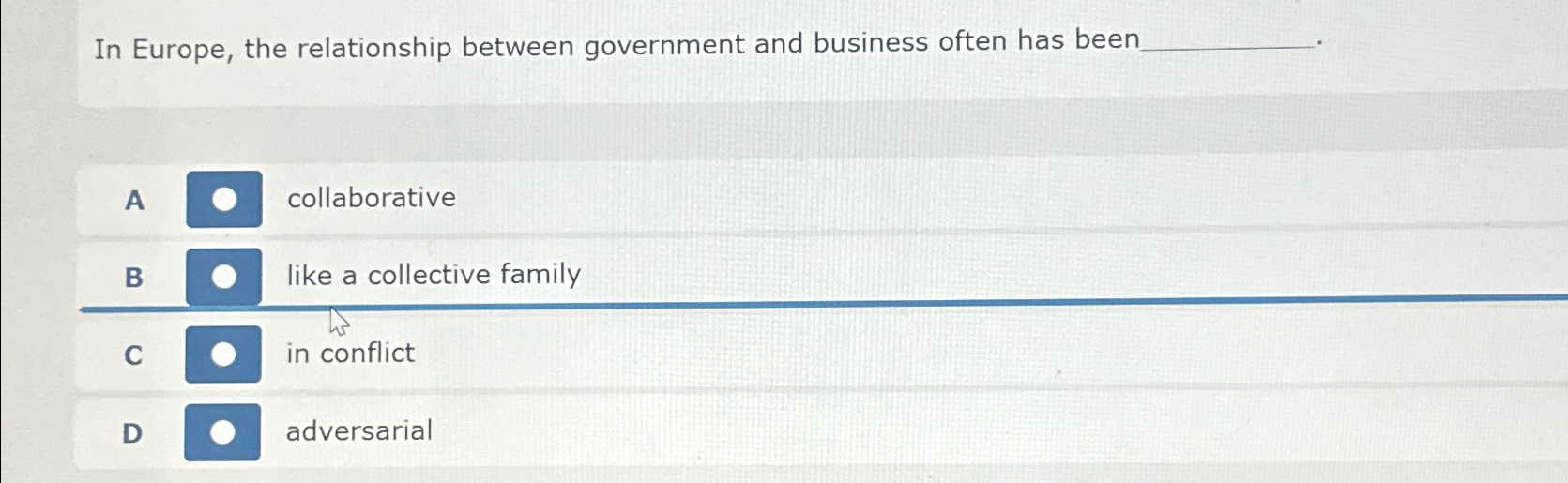 Solved In Europe, the relationship between government and | Chegg.com