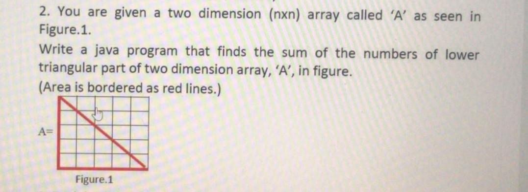 Solved 2. You are given a two dimension (nxn) array called | Chegg.com