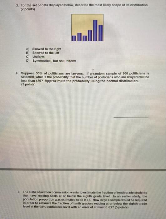 Solved G For The Set Of Data Displayed Below Describe The Chegg Com