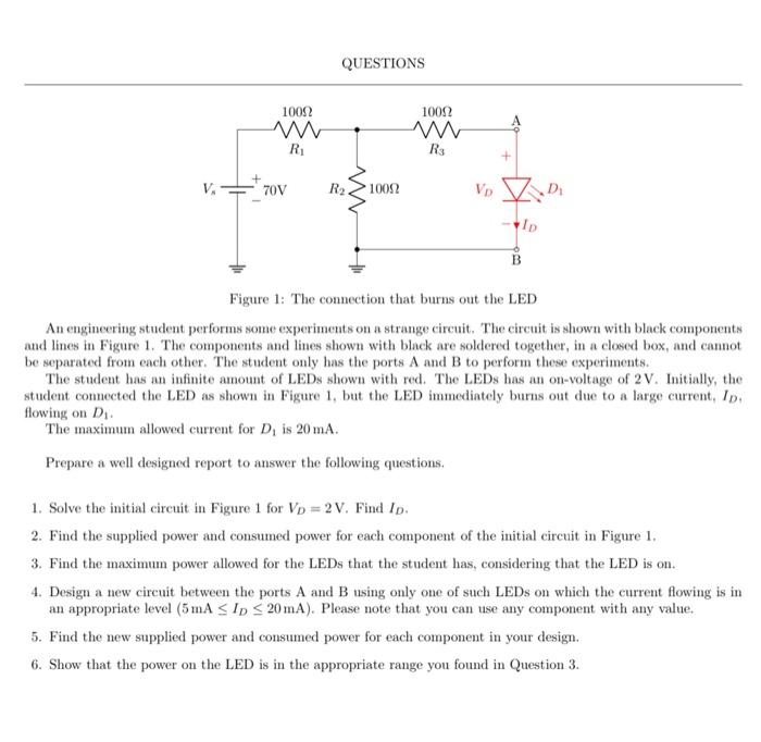 Solved QUESTIONS Figure 1: The connection that burns out the | Chegg.com