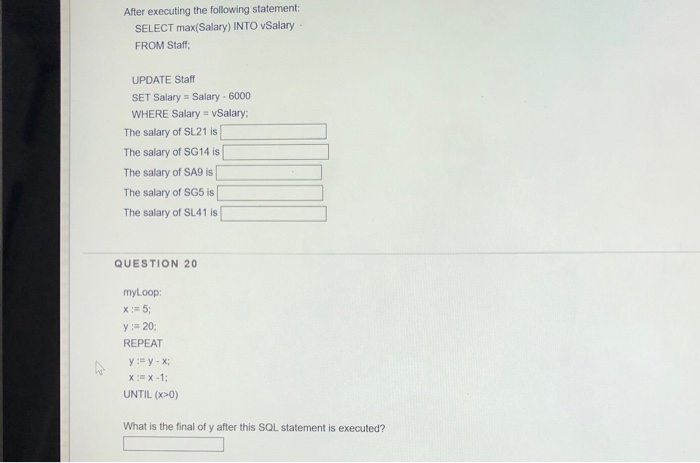 Solved After executing the following statement: SELECT | Chegg.com