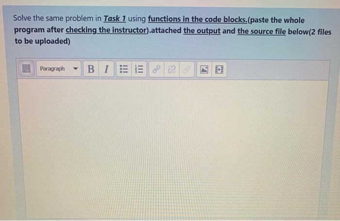 Solved Solve the same problem in Task 1 using functions in | Chegg.com
