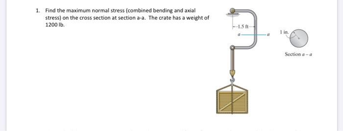 Solved 1. Find the maximum normal stress (combined bending | Chegg.com