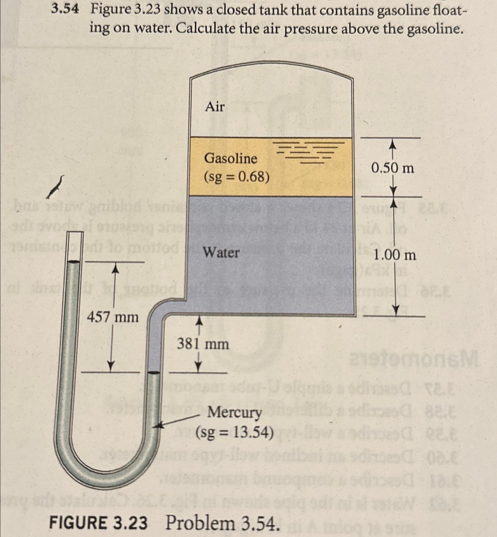 Solved 3.54 ﻿Figure 3.23 ﻿shows a closed tank that contains 