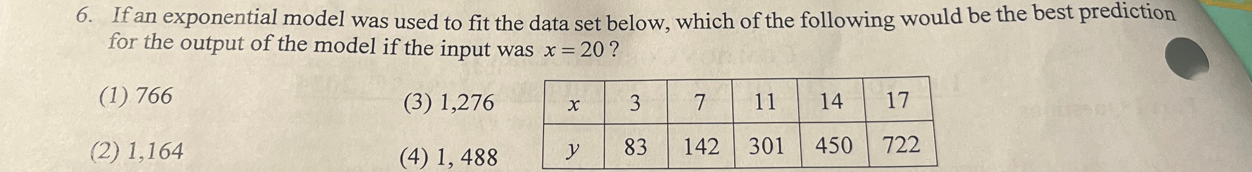 Solved If an exponential model was used to fit the data set | Chegg.com