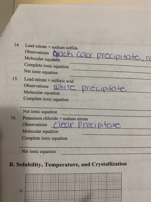 Solved 14 Lead Nitrate Sodium Sulfide Observations Bla Chegg Com