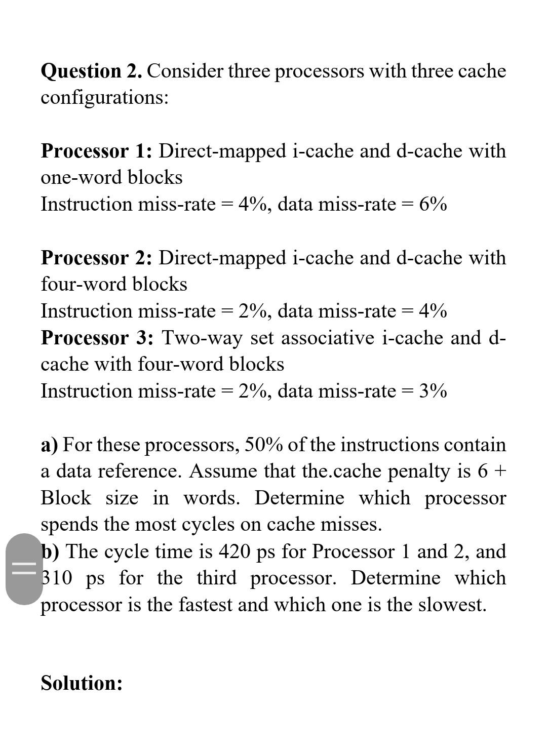 Solved Question 2. Consider three processors with three | Chegg.com