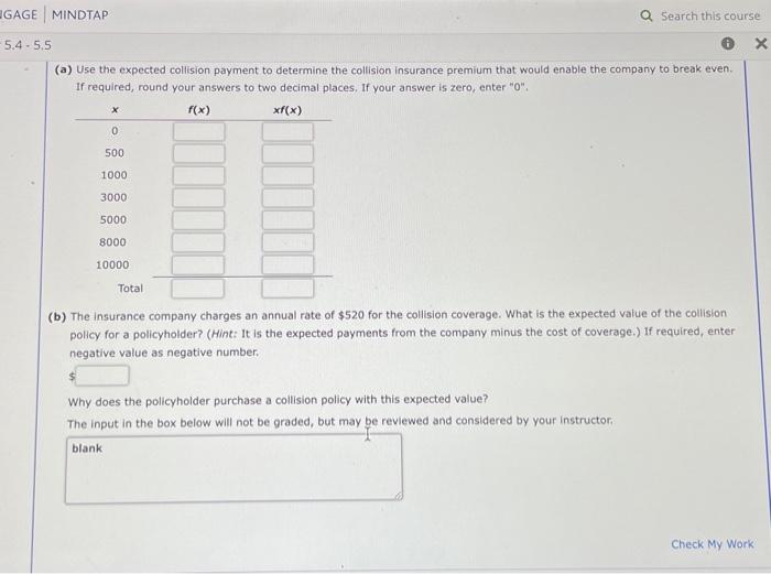 Solved (a) Use the expected collision payment to determine | Chegg.com