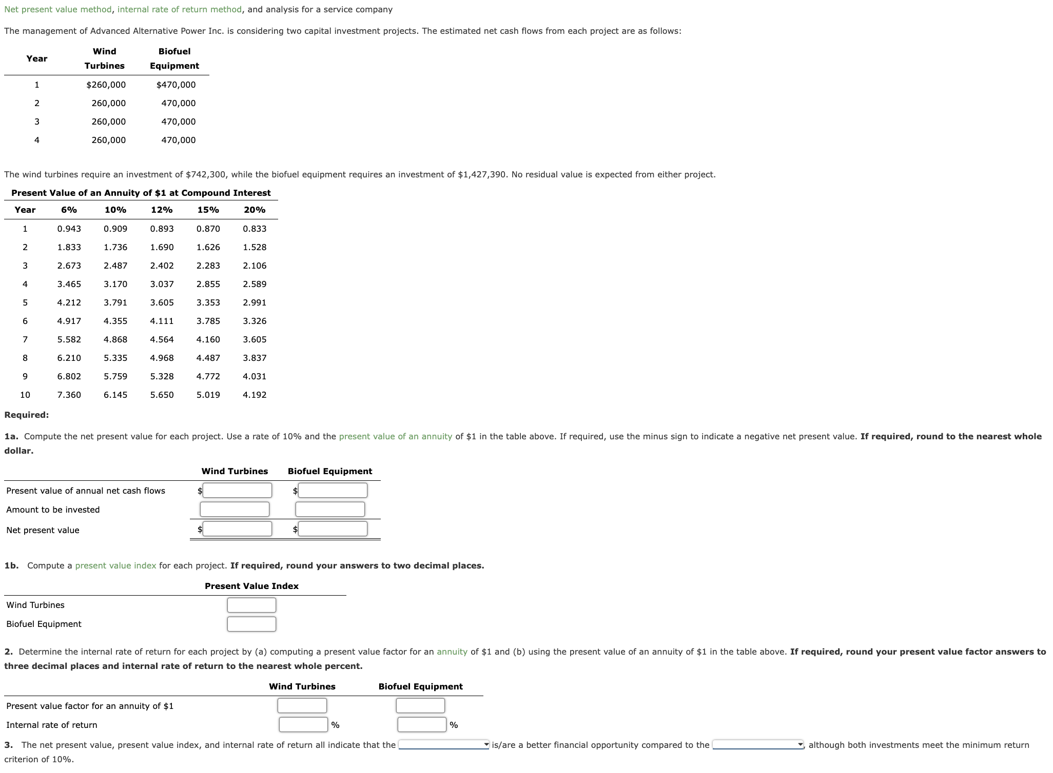 Solved Net present value method, internal rate of return | Chegg.com