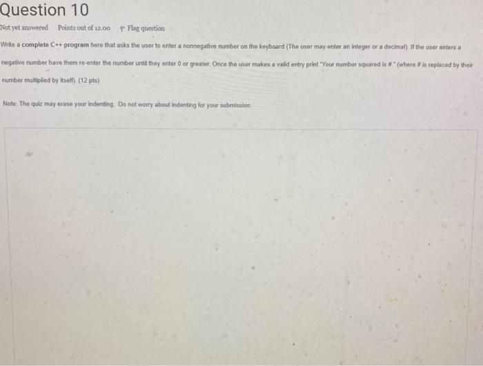Solved Question 10 Not yet answered Points out of 12.00 p | Chegg.com