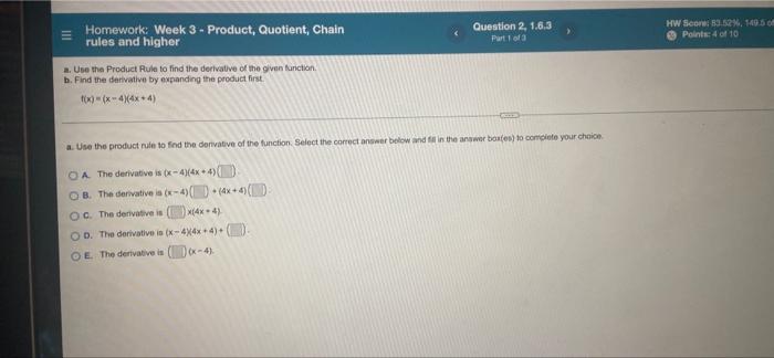 Solved Homework Week 3 Product Quotient Chain Rules And