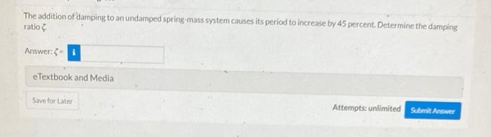 Solved The addition of damping to an undamped spring mass | Chegg.com