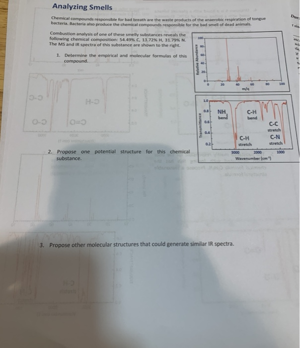 Solved Due Analyzing Smells Chemical compounds responsible