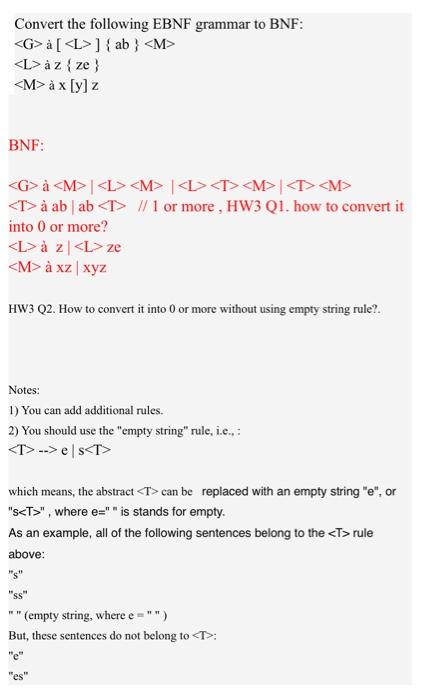 Solved Convert The Following Ebnf Grammar To Bnf A Ab Chegg Com