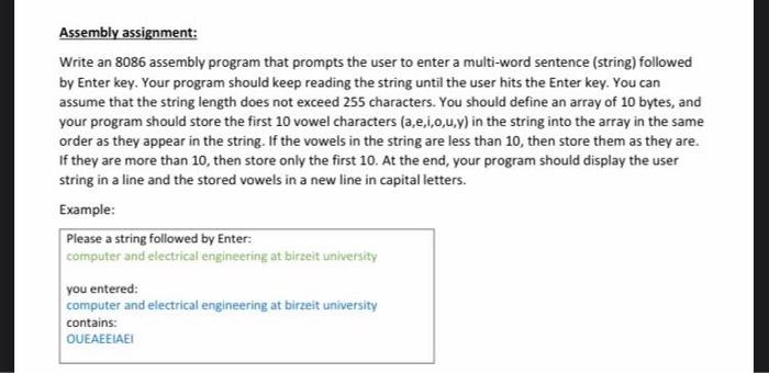 8086 assignment questions