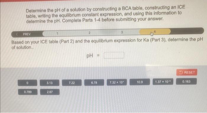 Solved Determine the pH of a solution by constructing a BCA | Chegg.com
