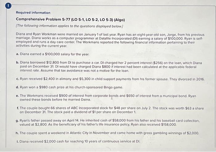 Solved Comprehensive Problem 5-77 (LO 5-1, LO 5-2, LO 5-3) | Chegg.com