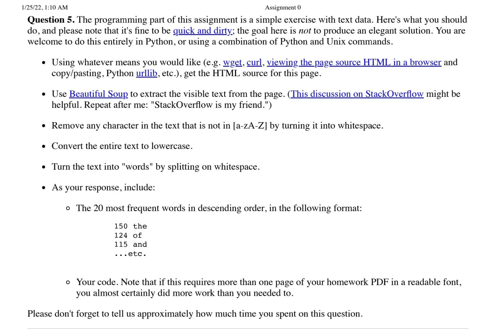 Solved /25/22, 1:10 AM Assignment 0 Question 5. The | Chegg.com