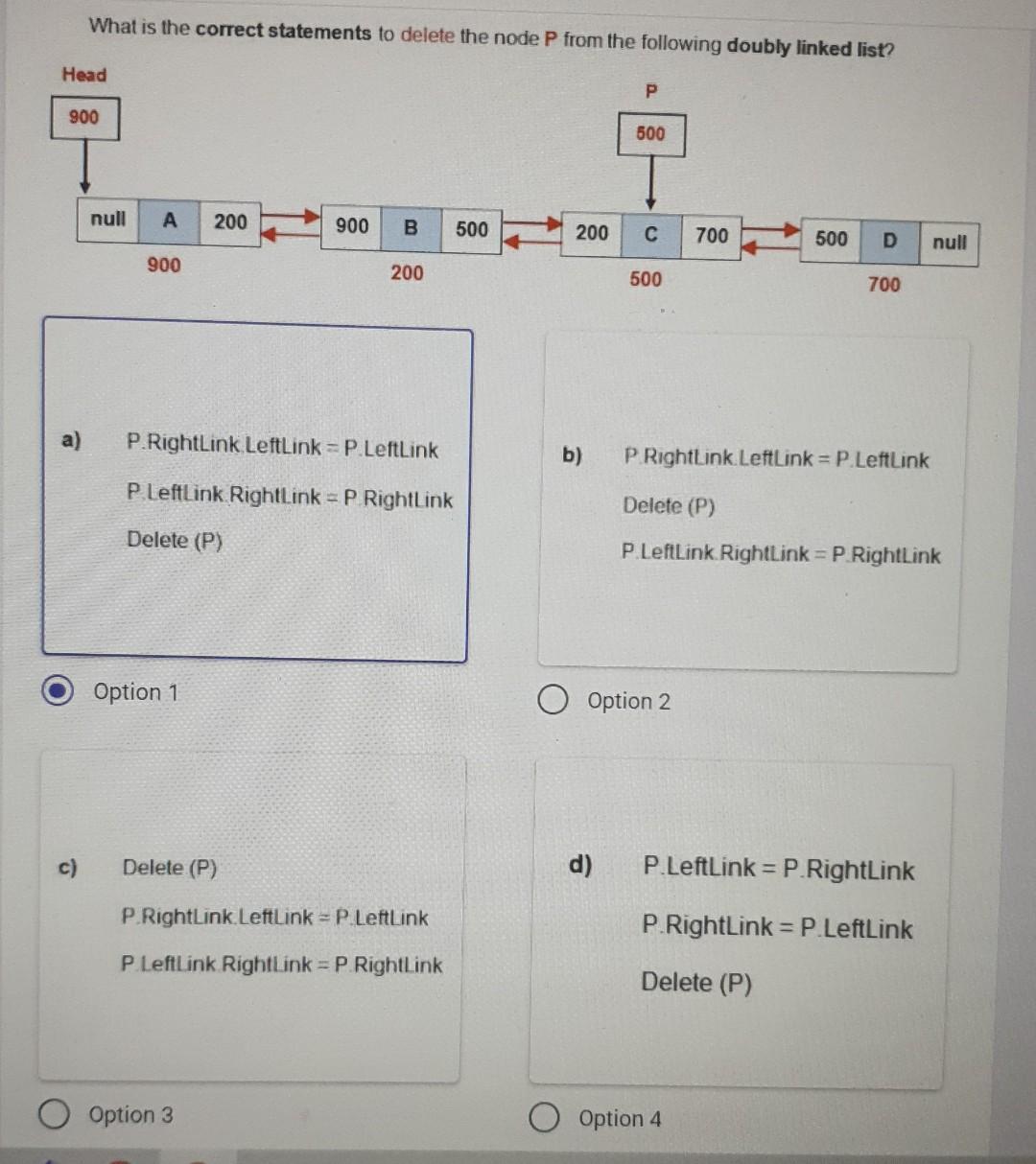 Solved What is the correct statements to delete the node P | Chegg.com