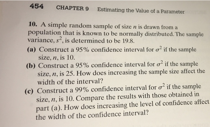 Solved 19. A simple random sample of size n is drawn. The | Chegg.com