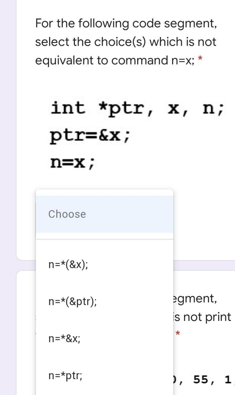 Solved For the following code segment, select the choice(s) | Chegg.com